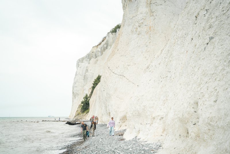 Ein Bild von der Møns Klint von der Ostsee aus