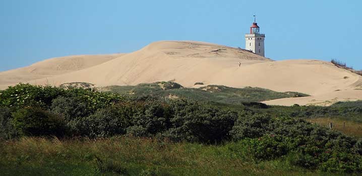 Die Spitze von Rubjerg Knude Fyr, von hohen Sanddünen umgeben